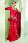 Shop_Laxmishriali_Red Dupatta Organza, Kurtaupada And Organza, Sharara Upada Kurta Set _at_Aza_Fashions