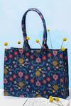 Shop_Payal Singhal_Blue Print Canvas Tote Bag _at_Aza_Fashions