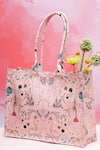 Buy_Payal Singhal Accessories_Peach Print Forest Canvas Tote Bag _at_Aza_Fashions