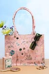 Shop_Payal Singhal_Peach Print Forest Canvas Tote Bag _at_Aza_Fashions