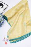 Shop_Payal Singhal Accessories_Yellow Print Scarf_at_Aza_Fashions