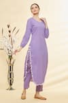 Buy_Adara Khan_Purple Cotton V Neck Kurta Set_Online_at_Aza_Fashions