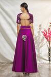 Shop_Samyukta Singhania_Purple Lehenga Silk Embroidered Gota And Thread Work Plunge V Neck Set _at_Aza_Fashions