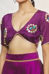 Shop_Samyukta Singhania_Purple Lehenga Silk Embroidered Gota And Thread Work Plunge V Neck Set _Online_at_Aza_Fashions