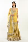 Buy_Abhinav Mishra_Yellow Kurta And Sharara Chanderi Embroidered Gota Scoop Neck Set _at_Aza_Fashions