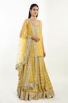 Buy_Abhinav Mishra_Yellow Kurta And Sharara Chanderi Embroidered Gota Scoop Neck Set _Online_at_Aza_Fashions