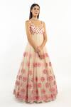 Abhinav Mishra_Pink Net Embroidered Resham Plunge V Neck Anarkali With Dupatta _Online_at_Aza_Fashions