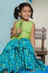 Shop_Miko Lolo_Green Cotton Print Floral Top And Sharara Set _Online_at_Aza_Fashions