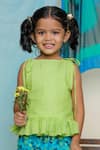 Miko Lolo_Green Cotton Print Floral Top And Sharara Set _at_Aza_Fashions