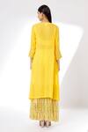 Shop_Kalakaari By Sagarika_Yellow Georgette Lining Crepe Floral Print, Open Front Shrug And Sharara Set_at_Aza_Fashions
