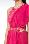 Shop_Kalakaari By Sagarika_Maroon Silk And Georgette Lining Crepe Checkered Lehenga Saree With Blouse_Online_at_Aza_Fashions