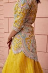 Buy_Osaa by Adarsh_Yellow Organza Embroidery Sequin Round Jacket Lehenga Set _Online_at_Aza_Fashions