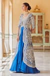Osaa By Adarsh_Blue Organza Sequin, Thread And Cutdana Round Embroidered Jacket Lehenga Set_Online_at_Aza_Fashions