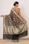 Shop_Aharin_Black Pure Banarasi Silk Lining Cotton And Shantoon Woven Saree With Blouse_at_Aza_Fashions