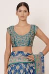 Buy_AHARIN INDIA_Blue Pure Banarasi Silk Lining Cotton And Shantoon Woven Saree With Blouse _Online_at_Aza_Fashions