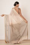 Shop_AHARIN INDIA_Ivory Handwoven Maheshwari Silk  Lining And Saree With Blouse _at_Aza_Fashions