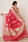 Shop_AHARIN INDIA_Pink Pure Silk Banarasi Lining Cotton And Shantoon Woven Saree With Blouse _at_Aza_Fashions