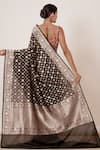 Shop_Aharin_Black Saree Pure Banarasi Silk Lining Cotton Woven And Embroidery With Blouse_at_Aza_Fashions