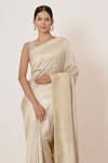 Buy_AHARIN INDIA_Ivory Sareedupion Banarasi Silk Lining Cotton Woven And Saree With Blouse _Online_at_Aza_Fashions