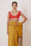 Buy_Aharin_Gold Cottonshantoon Maheshwari Silk Saree With Zari Embroidered Blouse_Online_at_Aza_Fashions