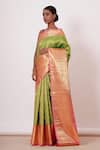 Aharin_Green Pure Dharamavaram Silk Digital Printed Woven Saree With Blouse _Online_at_Aza_Fashions