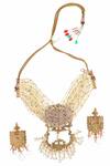 Auraa Trends_Blue Stones, Diamonds Kundan Embellished Necklace Set _Online_at_Aza_Fashions