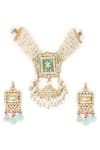 Buy_Auraa Trends_Blue Stones, Diamonds Kundan Embellished Necklace Set _at_Aza_Fashions