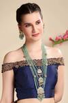 Shop Auraa Trends Blue Stones, Diamonds Multi Layered Long Necklace Set at Aza Fashions Shop_Auraa Trends_Blue Stones, Diamonds Multi Layered Long Necklace Set _at_Aza_Fashions