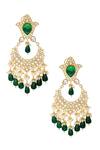 Shop_Auraa Trends_Kundan Embellished Chandbali Earrings_at_Aza_Fashions