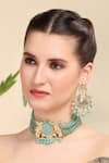 Shop_Auraa Trends_Blue Stones, Beads Kundan Embellished Choker Set _at_Aza_Fashions