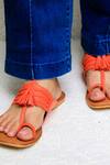 Buy_Sandalwali_Orange Leather Ada Braided Kolhapuri Flats_at_Aza_Fashions