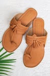 Shop_Sandalwali_Brown Tassels Bea Braided Kolhapuri Flats _at_Aza_Fashions