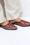 Shop_Sandalwali_Red Rumi Floral Brocade Mules_at_Aza_Fashions