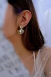 Shop Do Taara Gold Plated Kundan Encrusted Earrings at Aza Fashions Shop_Do Taara_Gold Plated Kundan Encrusted Earrings _at_Aza_Fashions