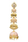 Buy_Tizora_Gold Plated Metallic Thread, Pearls, Stones Meenakari Work Long Earrings _Online_at_Aza_Fashions