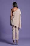 Shop_Two Sisters By Gyans_Pink Soft Organza Pipe, Sequin, Bead Asymmetric Embroidered Cape Top And Pant Set _at_Aza_Fashions