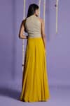 Shop_Two Sisters By Gyans_Yellow Georgette Sequin V Neck Embellished Anarkali With Dupatta _at_Aza_Fashions