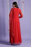 Shop_Two Sisters By Gyans_Red "georgette Mirror, Zari Round Embroidered Anarkali With Dupatta _at_Aza_Fashions
