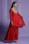 Two Sisters By Gyans_Red "georgette Mirror, Zari Round Embroidered Anarkali With Dupatta _Online_at_Aza_Fashions