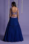 Shop_Two Sisters By Gyans_Blue Georgette Embroidery Mirror Jacket Open And Lehenga Set _at_Aza_Fashions
