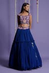 Buy_Two Sisters By Gyans_Blue Georgette Embroidery Mirror Jacket Open And Lehenga Set _Online_at_Aza_Fashions