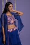 Shop_Two Sisters By Gyans_Blue Georgette Embroidery Mirror Jacket Open And Lehenga Set _Online_at_Aza_Fashions