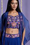 Two Sisters By Gyans_Blue Georgette Embroidery Mirror Jacket Open And Lehenga Set _at_Aza_Fashions