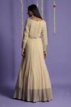 Shop_Two Sisters By Gyans_Ivory Georgette Embroidery Resham Round Anarkali With Dupatta _at_Aza_Fashions