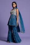 Buy Two Sisters By Gyans Blue Gharara Georgette, Top Organza Gota, Mirror Embroidered Peplum Set Online at Aza Fashions Buy_Two Sisters By Gyans_Blue Gharara Georgette, Top Organza Gota, Mirror Embroidered Peplum Set _Online_at_Aza_Fashions
