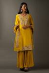 Buy_Two Sisters By Gyans_Yellow Viscose Floral Embroidered Kurta Pant Set_at_Aza_Fashions