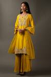 Two Sisters By Gyans_Yellow Viscose Floral Embroidered Kurta Pant Set_Online_at_Aza_Fashions