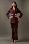 Buy Two Sisters By Gyans Maroon Viscose Rhinestones Lapel Collar Embellished Jacket And Pant Set at Aza Fashions Buy_Two Sisters By Gyans_Maroon Viscose Rhinestones Lapel Collar Embellished Jacket And Pant Set _at_Aza_Fashions