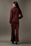 Shop Two Sisters By Gyans Maroon Viscose Rhinestones Lapel Collar Embellished Jacket And Pant Set at Aza Fashions Shop_Two Sisters By Gyans_Maroon Viscose Rhinestones Lapel Collar Embellished Jacket And Pant Set _at_Aza_Fashions