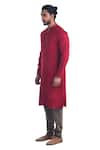 Buy_Poonam Kasera_Red Linen Kurta Set_Online_at_Aza_Fashions
